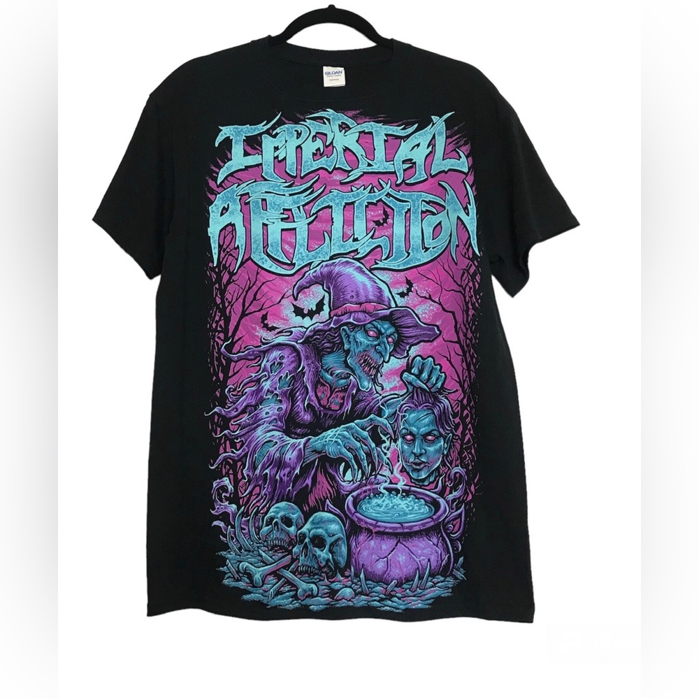 Imperial Affliction Black Witch Graphic Print Band Shirt Mens Size M Metalcore